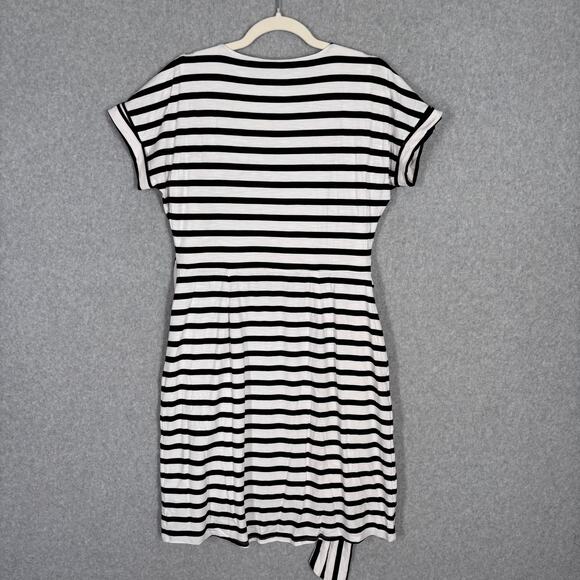 Chaps Dress Small Black Knee T Shirt Tie Belt Wrap Stretch Basic Comfort Casual - Picture 11 of 16